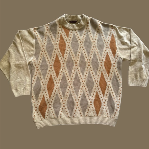 Men’s Bergati Sweater 3XL Argyle Beige/Brown/Tan